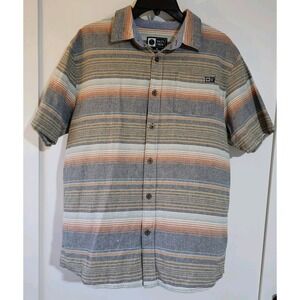 Salty Crew‎ Button Shirt Men's med  Short Sleeve Striped Coastal multi-colored